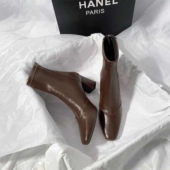 Soft Leather Back Zipper With Velvet To Show Skinny Boots CJ