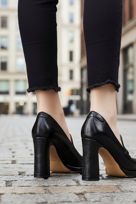 Retro Chunky-heel Pointed-toe Professional Womens Pumps 