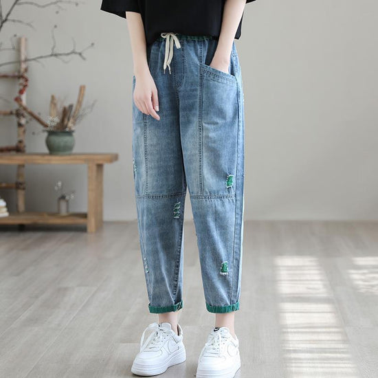 Women's Summer Fashion Ripped Ninth Jeans CJ US