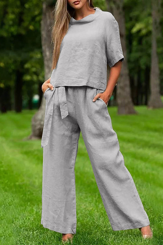 Round-neck Plus-size Womens Casual Two-piece Set, Trendy For Women 