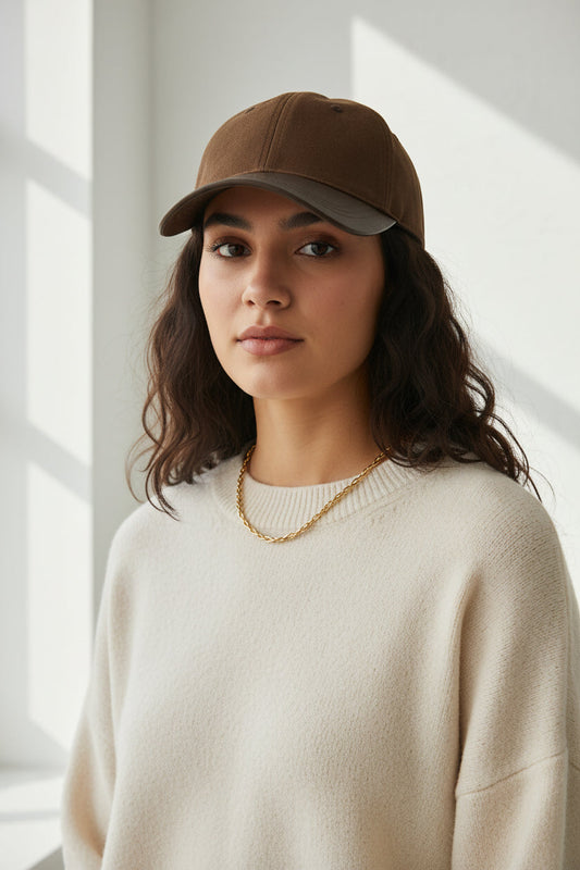 Women's Retro Suede Patchwork Baseball Cap – Leather Brim Dome Crown 