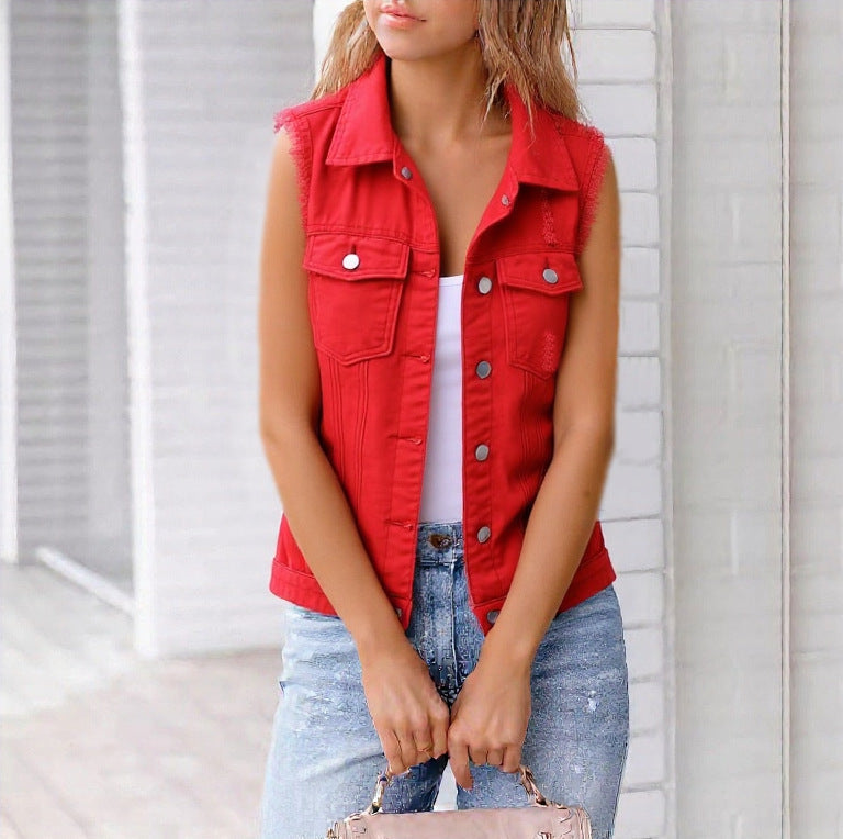 Denim Vest Jacket For Spring And Summer 
