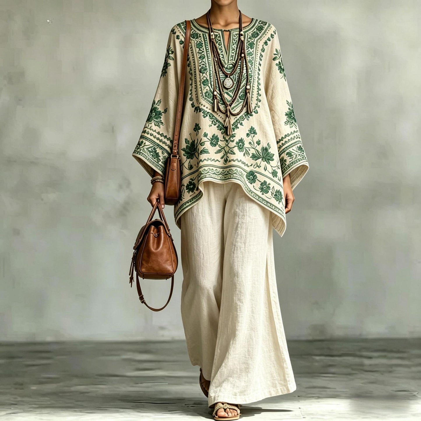 Women's Fashionable Loose-Fit Printed Long-Sleeve Set 