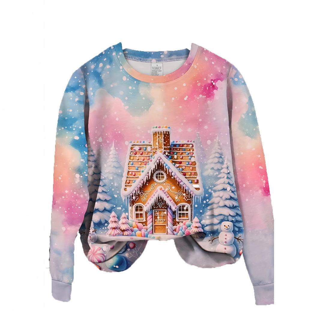 Christmas Christmas Building Snowman Snowflake Graphic Sweater CJ