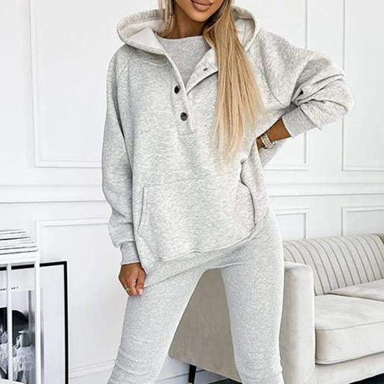 Women's Sports Suit Loose Hooded Sweatshirt & Vest Trousers | Diversi