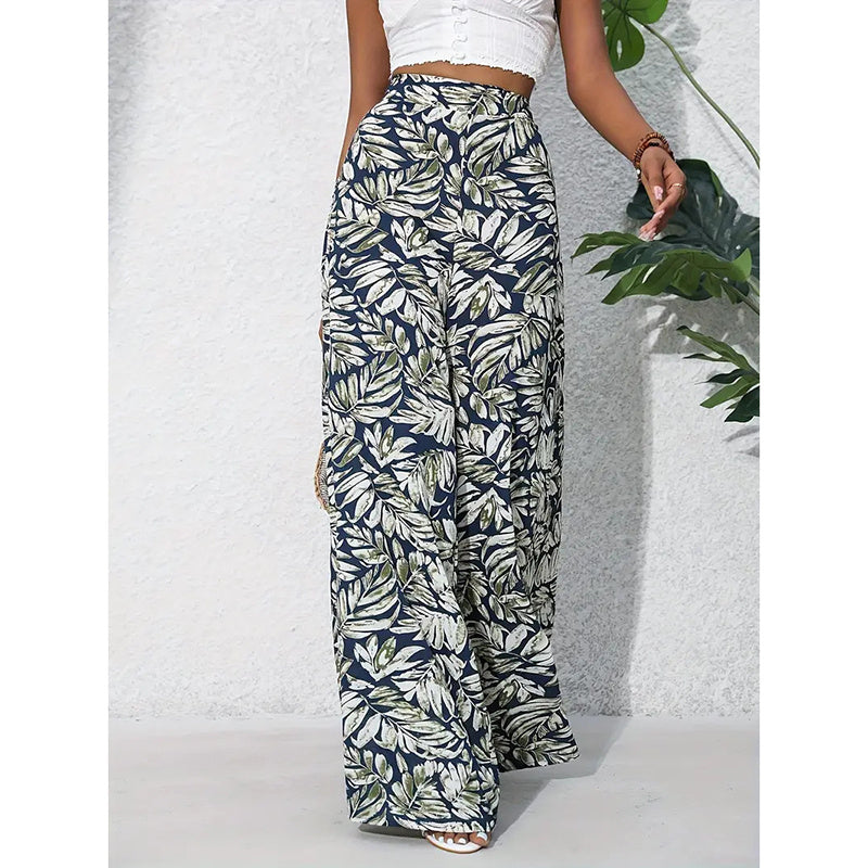 Palazzo Pants For Women Casual High Waist Printed Wide Leg Pant Trendy Boho Trousers Fashion Beach Outfits CJ US