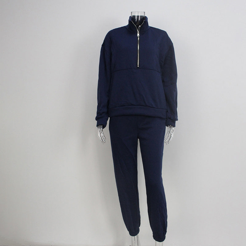 Women's 2-Piece Zip Neck Long Sleeve Sweatshirt & Slim Fit Pants Set - Sporty Streetwear Outfit For Fall&Winter CJ US