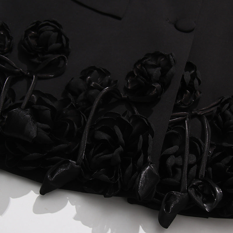 Elegant Three-dimensional Floral Loose-fitting Blazers 