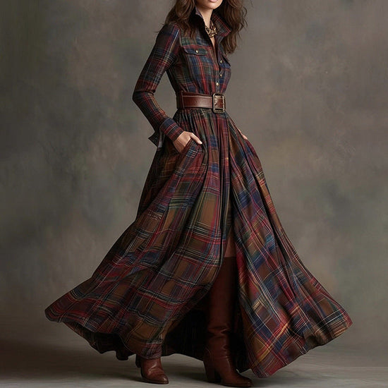 Elegant Commuter Printed Lapel Slim-Fit Dress 