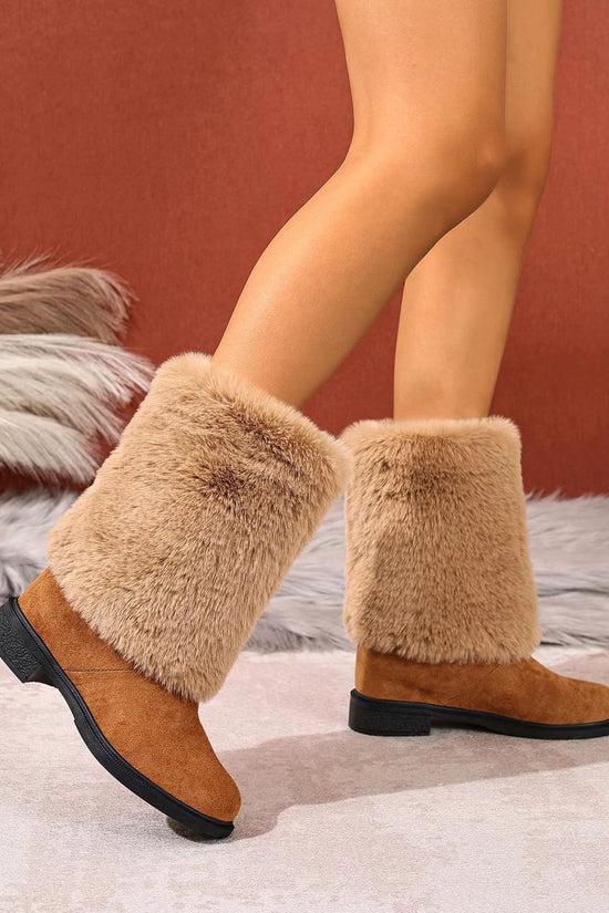 Womens Chunky Heeled Snow Boots 