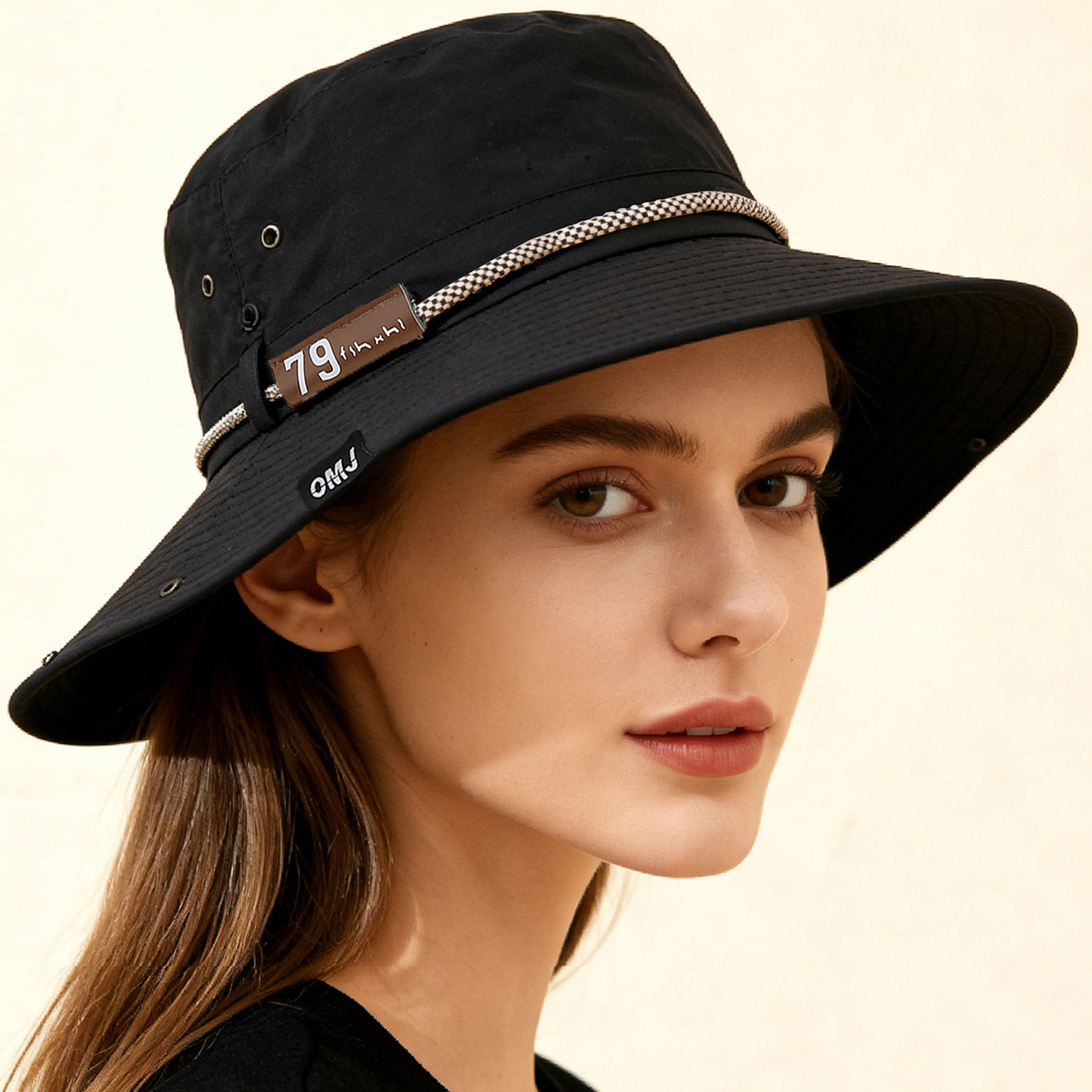 Plain-color Letter-pattern Leather Sun-protective Wide-brimmed Sunshade Outdoor Simple Style Fisherman Hat For Daily Commuting, Fishing, Mountain Climbing 
