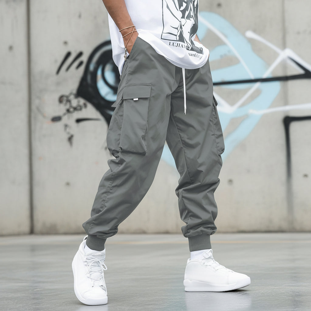 Men’s Multi‑Pocket Drawstring Cargo Pants CJ US
