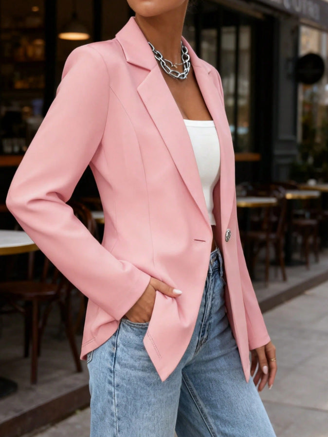 Casual Fashion New Arrival Lapel Collar Long Waist-Cinched Long-Sleeve Blazer 
