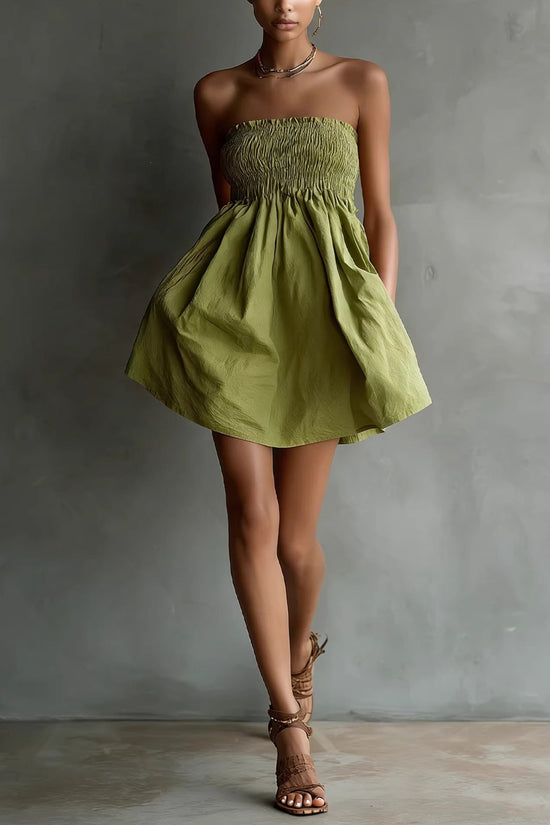 Women's Solid-Colored Strapless Tube Dress 