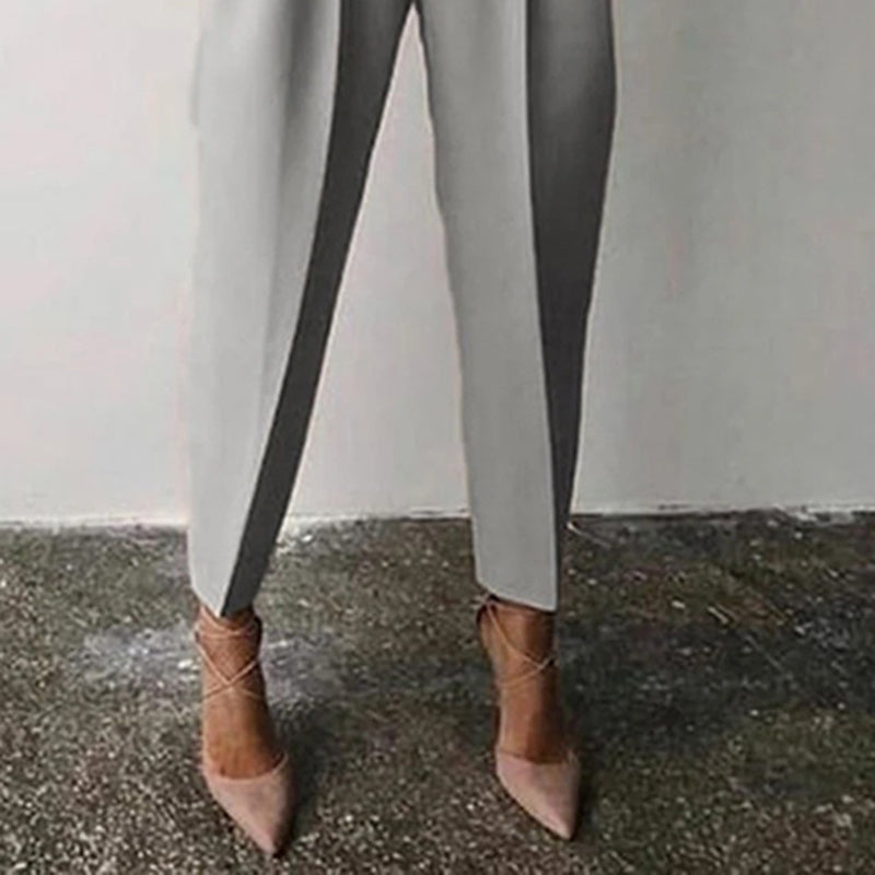 Women's Solid Color 2-Piece Set Round Neck Long Sleeve Top & Pleated Pants Loungewear For Spring & Fall CJ US