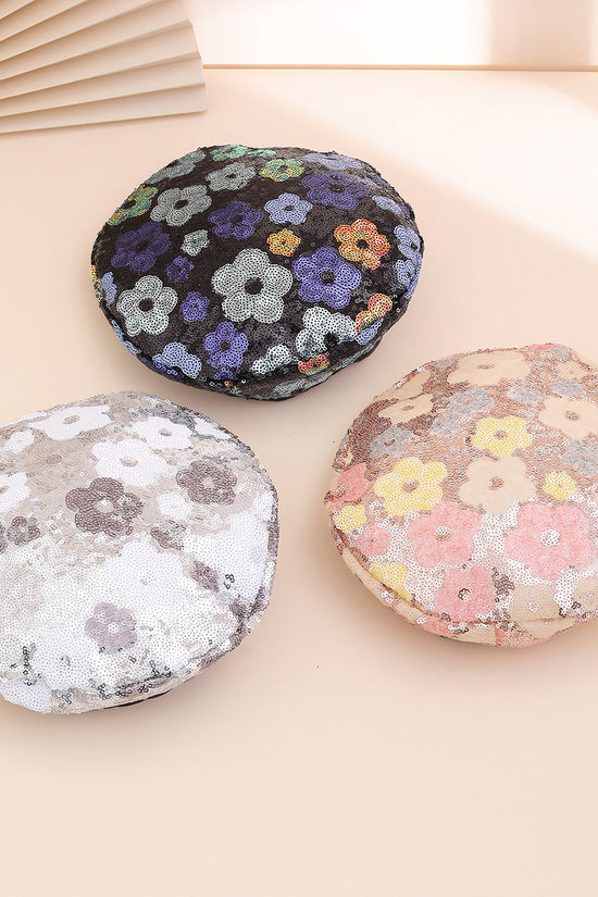 European And American Trendy Fashion Small Sequin Flower Beret, A Versatile Style That Suits All Occasions. A Painter's Hat, Perfect For Outdoor Photography. 