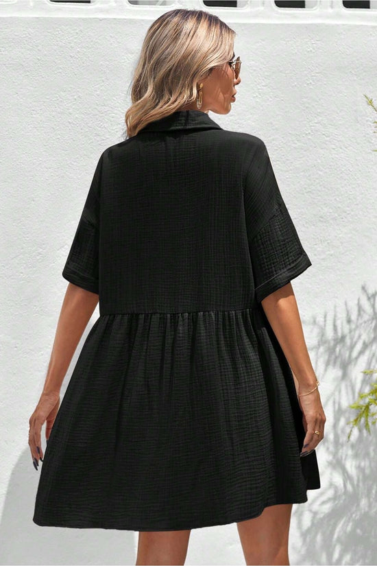 Women’s Ruffle Hem Shirt Dress – Loose Fit Summer Holiday Style CJ US