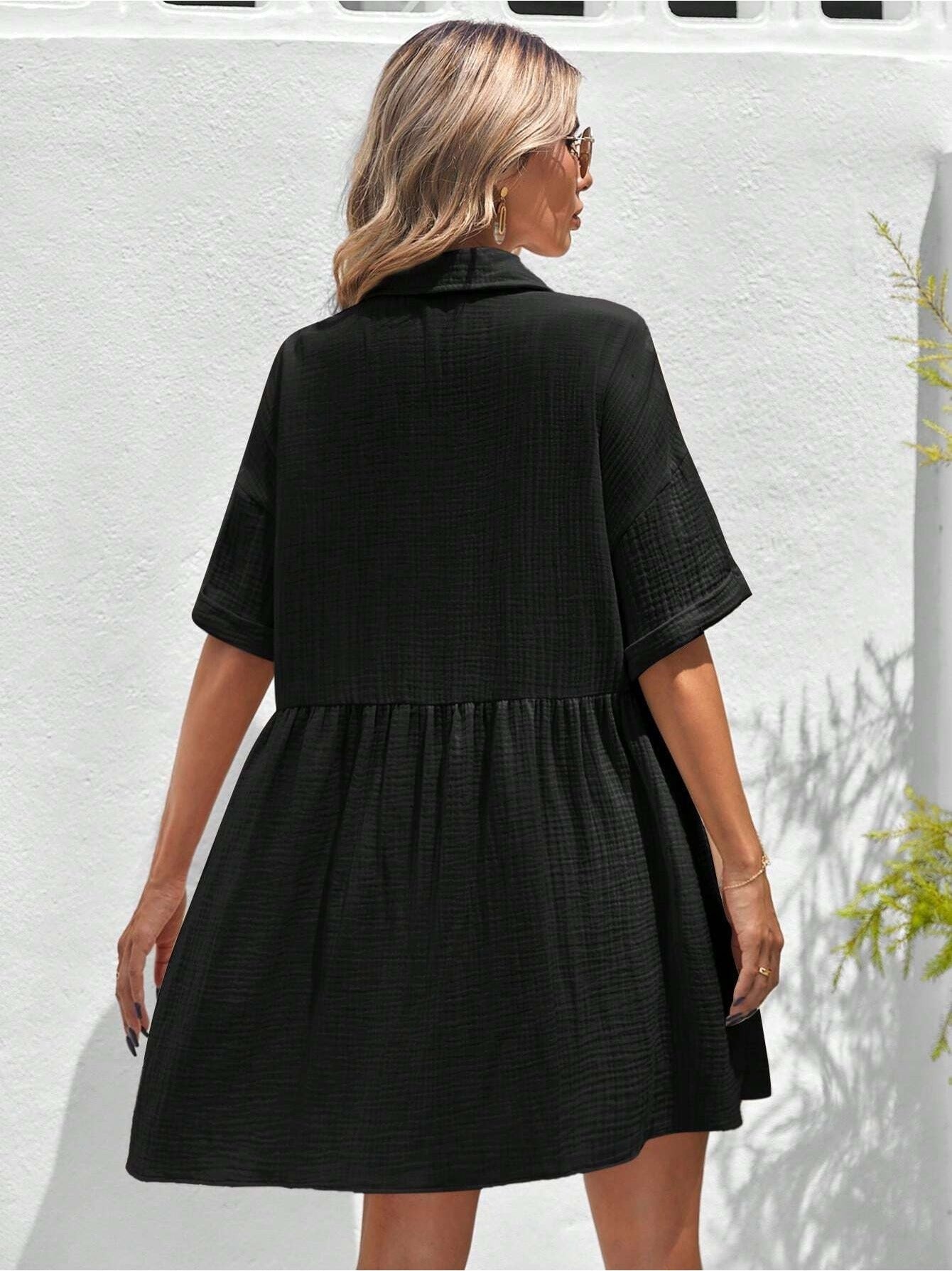Women’s Ruffle Hem Shirt Dress – Loose Fit Summer Holiday Style CJ US