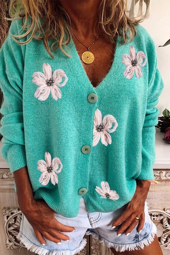 V-neck Crochet Loose Knit Cardigan Jacket Women Thickened CJ