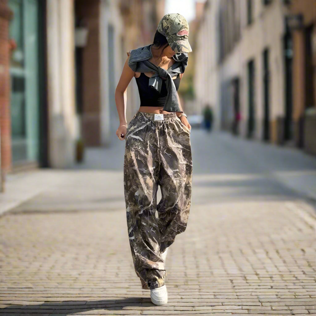 Slimming Casual Pants Hip Hop Retro Street Multi-pocket Camouflage Cargo Pants For Women Y2k Hip-hop Cargo Grunge Baggy Trousers FitiqueFit