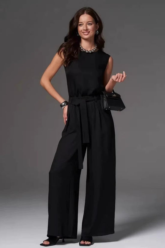 Women's Loose Casual Sleeveless Wide-Leg Pants Set 