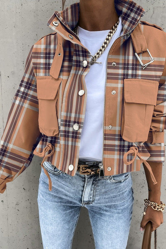 Women’s stand collar drawstring hem jacket 