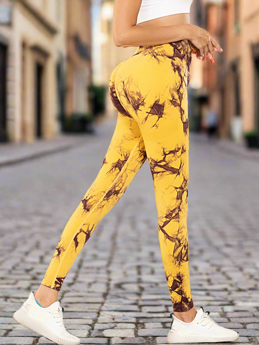 5PCS Tie-dye Cut-out Leggings Fitness Yoga Pants For The Gym CJ US