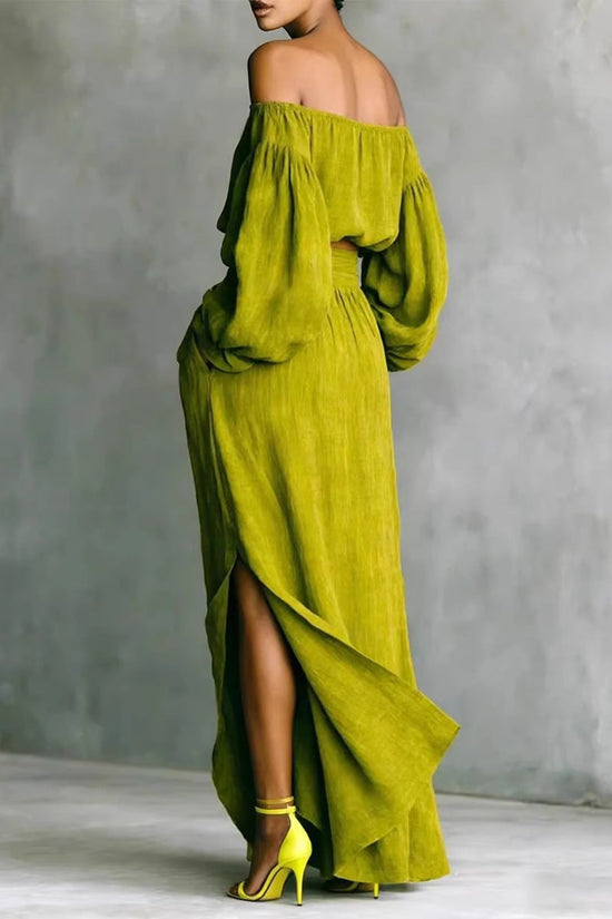 Casual Off-shoulder Top And An Asymmetrical Skirt Two Pieces 