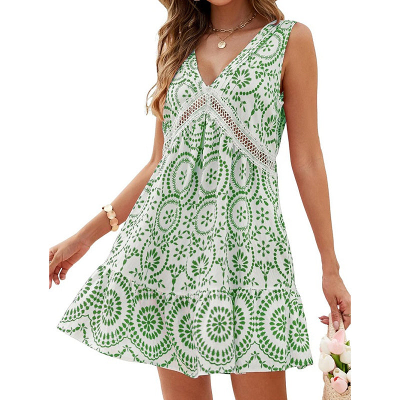Women's Summer Dresses Casual Boho Sleeveless V Neck Loose Cover Up Beach Sundresses CJ US