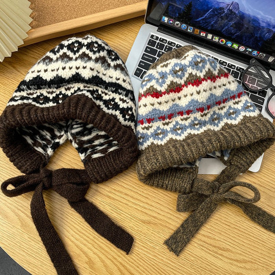 Winter Vintage Wool Bag Cap – Warm Ear Protection Hat for Cold Weather - FitiqueFit