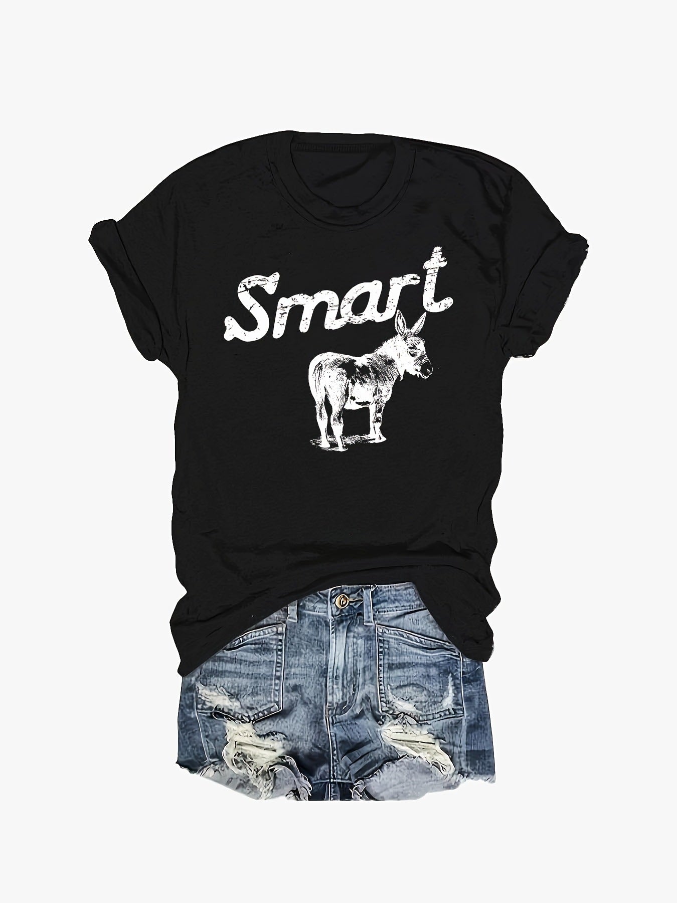 Women's Round Neck Short Sleeve T-Shirt - Casual Summer Top 