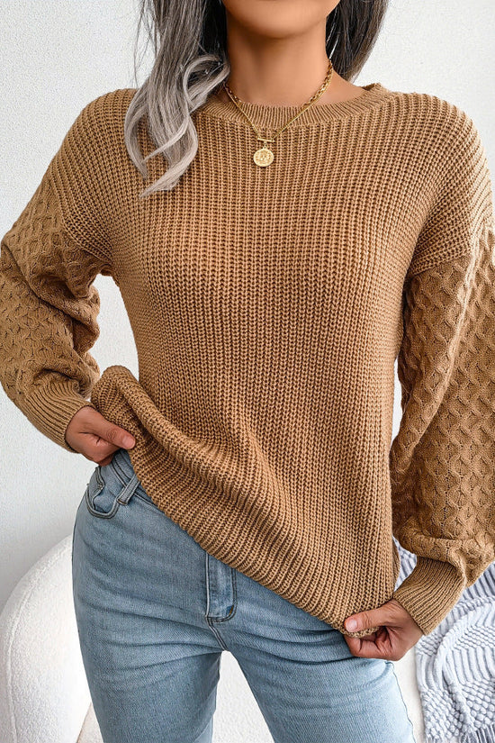 Autumn And Winter Casual Lantern Long Sleeve Knitted Sweater Women's Clothing CJ US