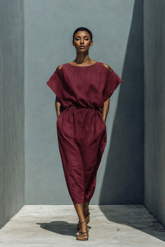 Womens Batwing Sleeve Off-Shoulder Elastic Waist Dress 