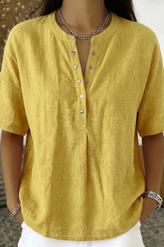 Solid Color Casual Pullover Short-Sleeve Shirt For Women 