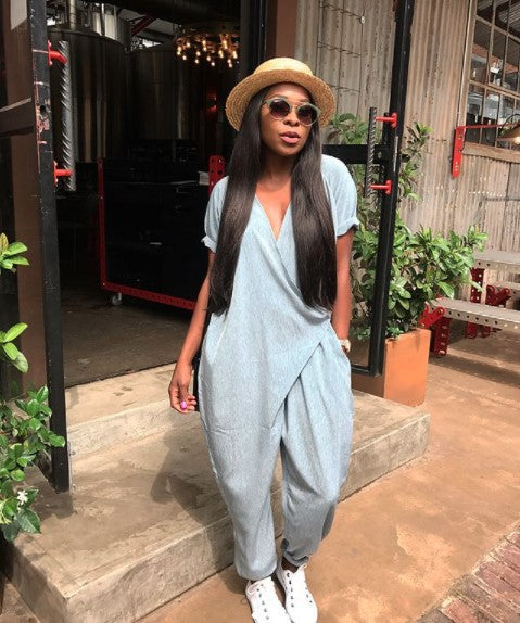 Fashionable Womens Loose V-Neck Jumpsuit 
