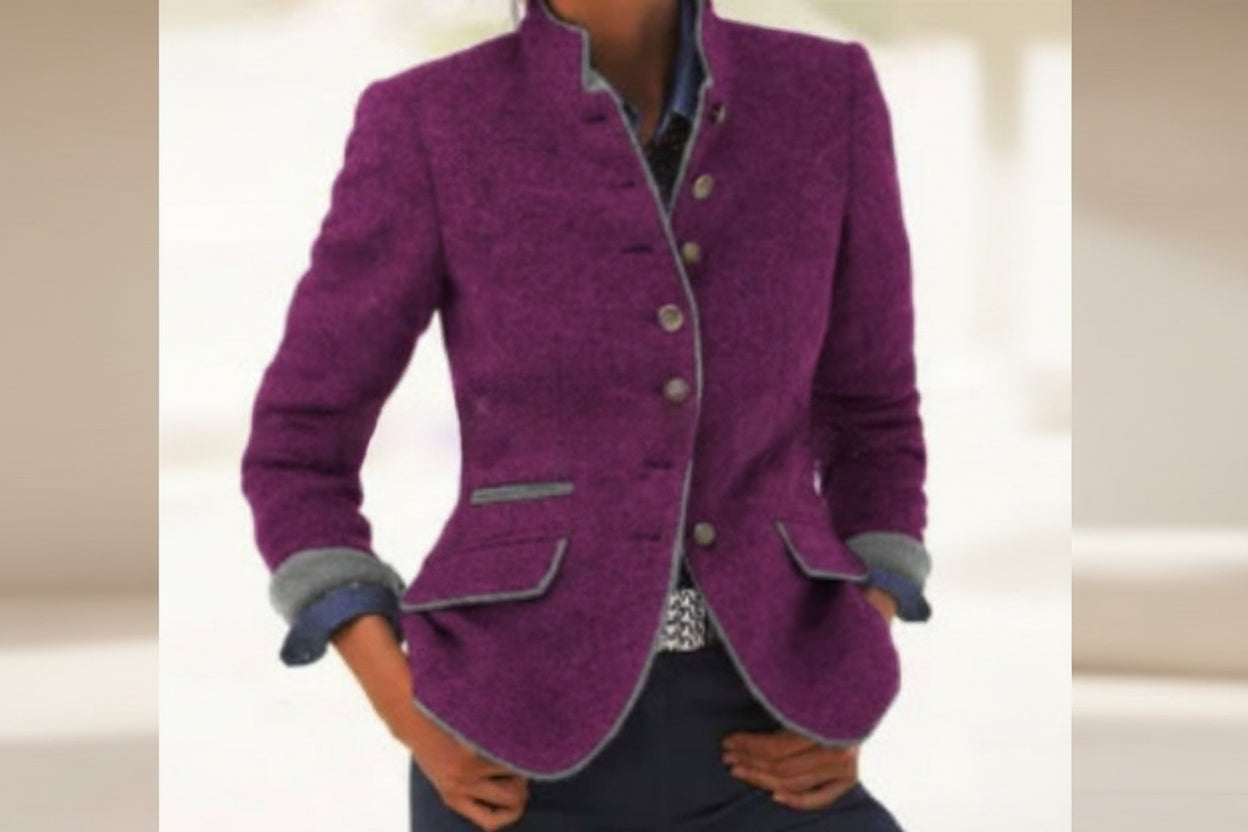 Multi-button Color Matching Women's Woolen Jacket 