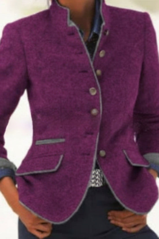 Multi-button Color Matching Women's Woolen Jacket 