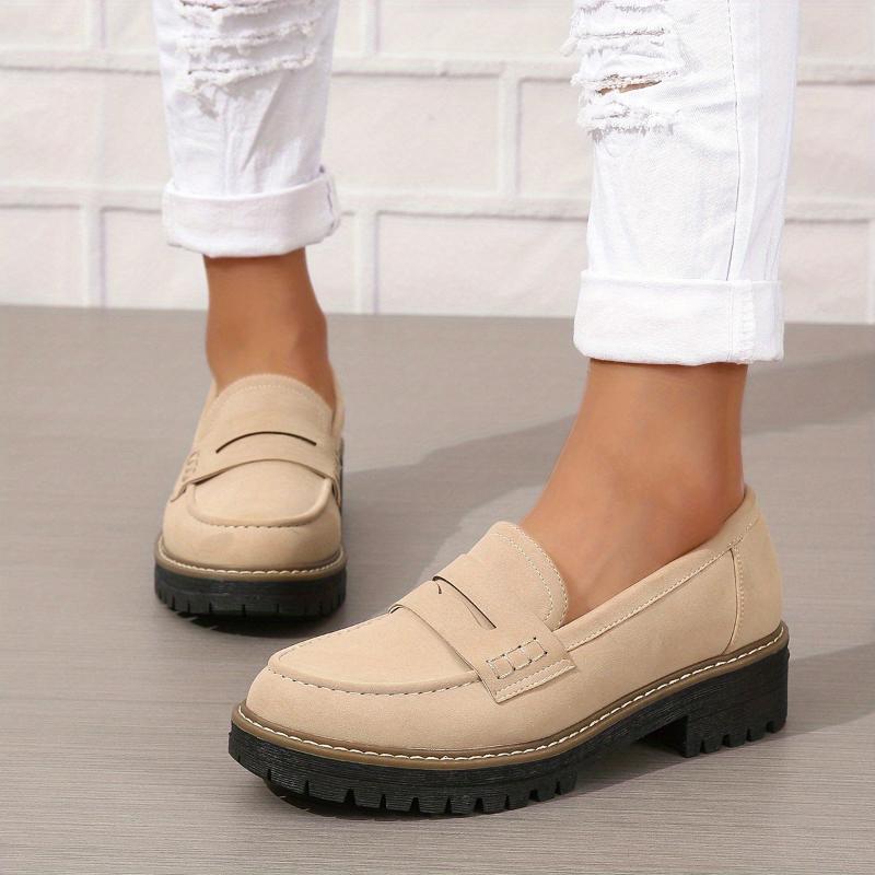 Women's Solid Color Fashionable Thick-soled Loafers 