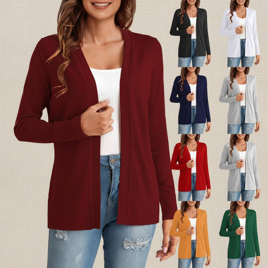 Womens Simple All-Match Knitted Cardigan Coat 
