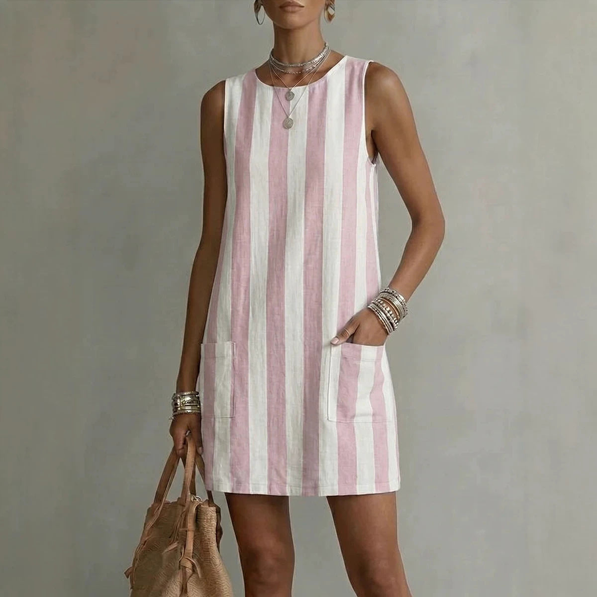 Stylish Casual Striped Slimming Womens Dress 
