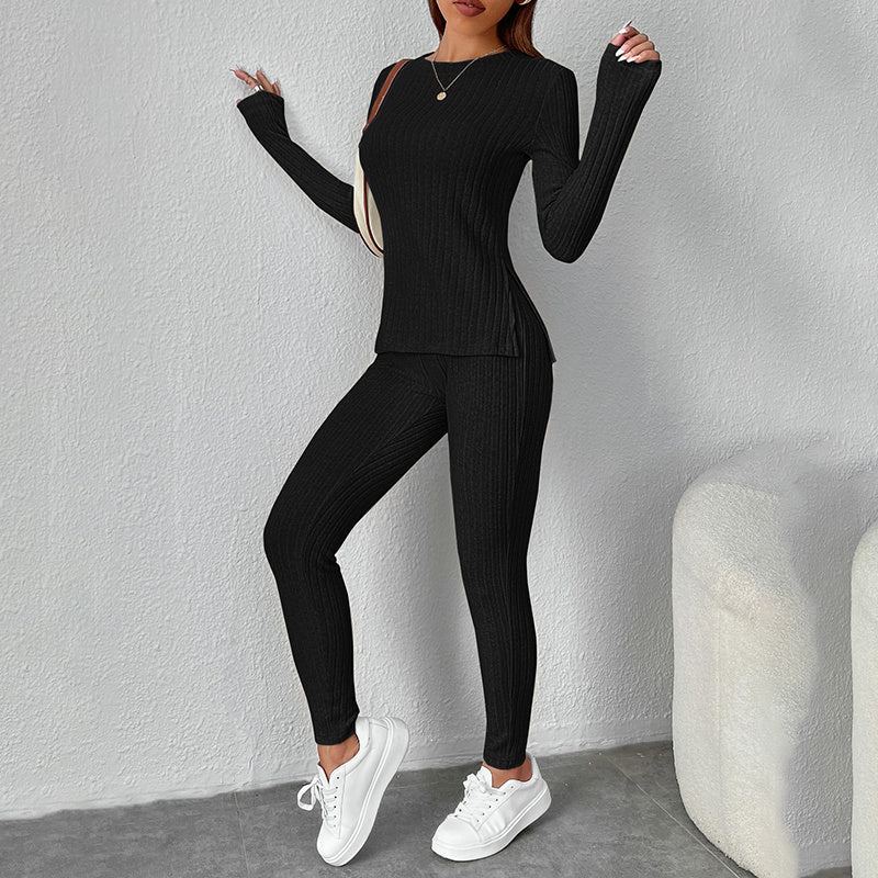 2 Piece Lounge Sets For Women Casual Pajamas Fall Fashion Outfits Long Sleeve Ribbed Knit Sweatsuits CJ US