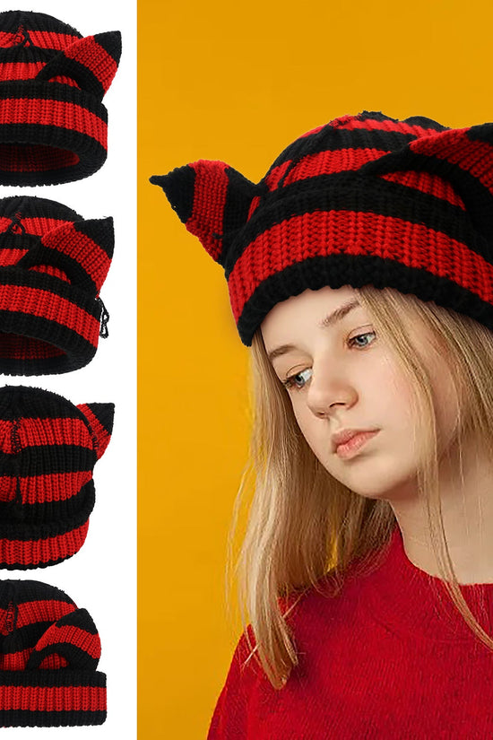 Devil Ears Thickened All Acrylic Knitted Hat 