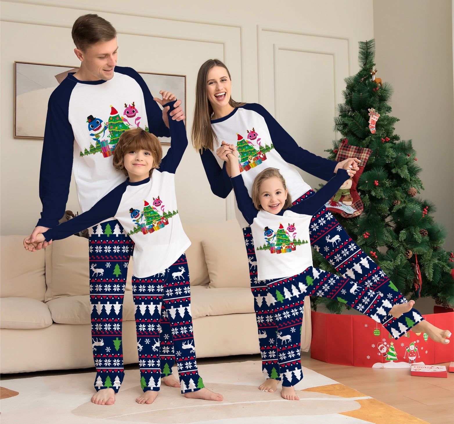 Family Matching Christmas Pajamas Set Xmas Long Sleeve Sleepwear Nightwear For Couples Kids Baby CJ