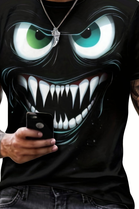 3D Evil Smile T-Shirt for Men – Streetwear Graphic Short Sleeve Tee CJ US