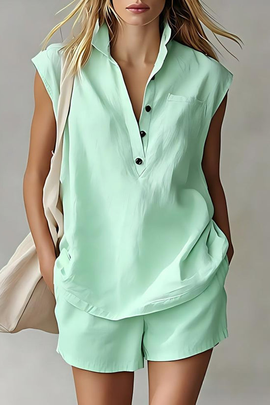 Women's Casual Sleeveless Short Set 
