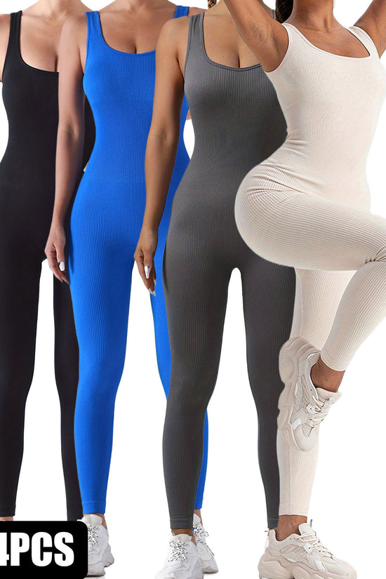 4 Pack Women’s Ribbed Sleeveless Jumpsuit CJ US