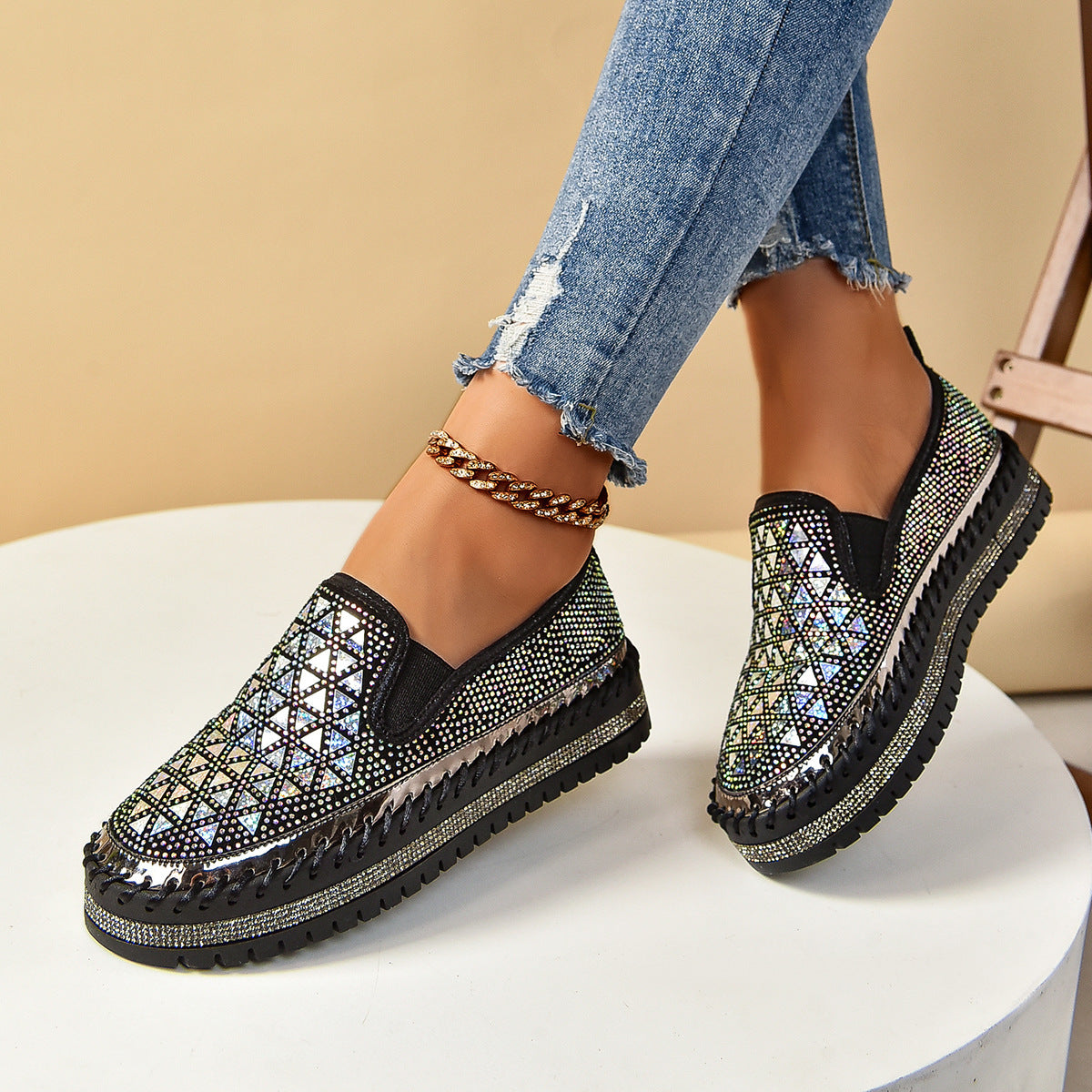Casual Sneakers Pedal Four Seasons Thick Bottom All-matching Flat Shoes CJ