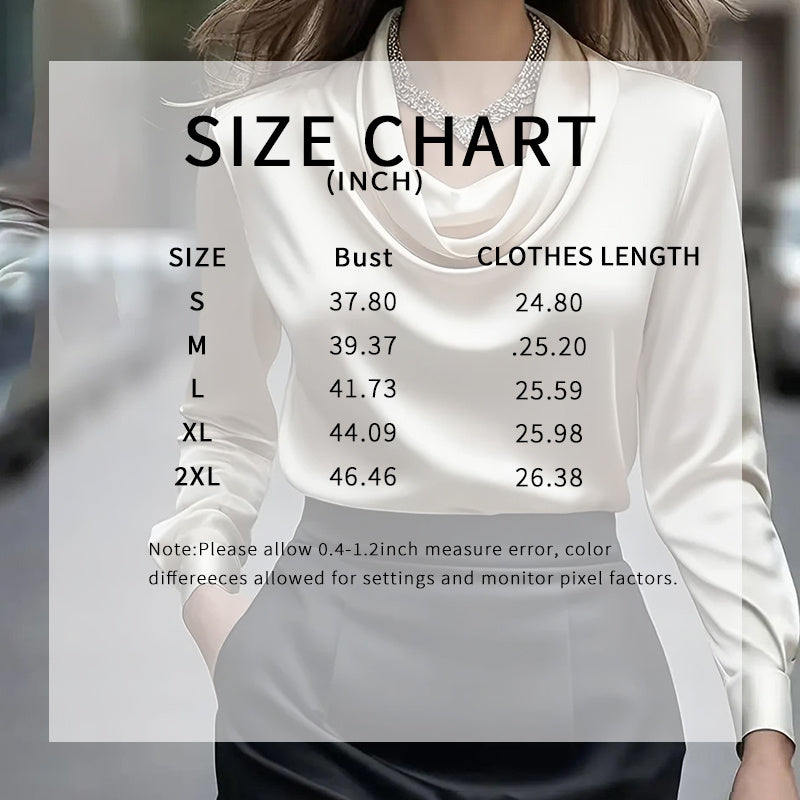 Elegant Satin Blouse - Women's Versatile Long Sleeve Shirt For All Seasons, Chic Solid Color Top CJ US