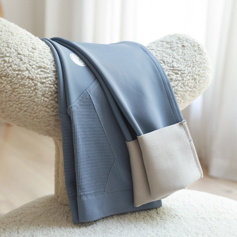 Fleece-lined Belly Support Pregnant Women Leggings Cropped Pants 