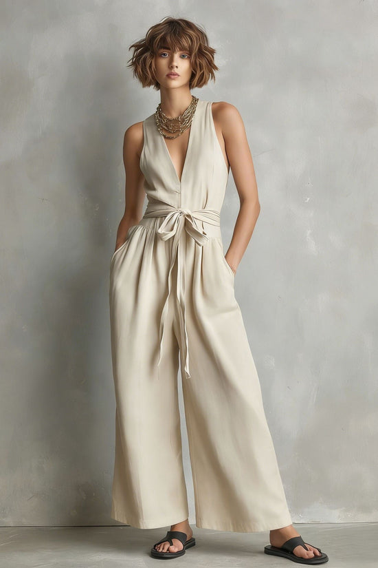 Elegant Commuter V-Neck Jumpsuit For Women 